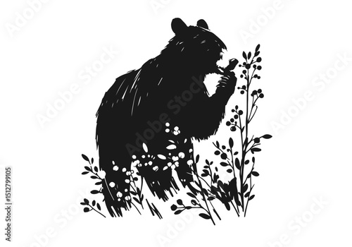 Black Bear hand drawn simple sketch vector illustration