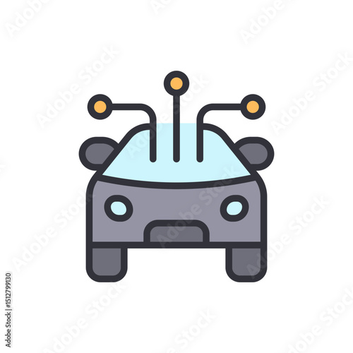 Stylized Autonomous Vehicle Displaying Advanced Sensor Technology Graphic