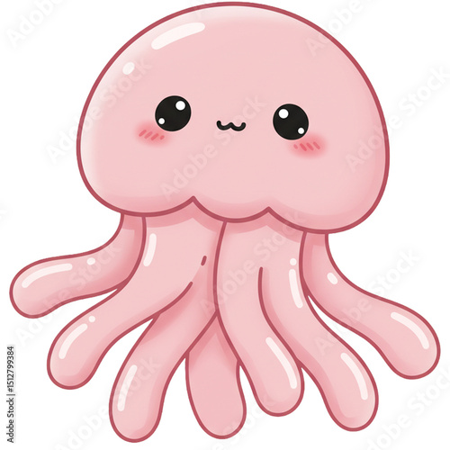 kawaii pink jellyfish character