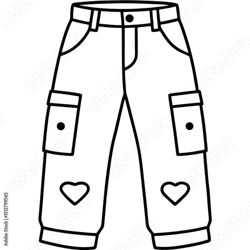 Pink Cargo Pants with Heart Pockets – Vector Illustration