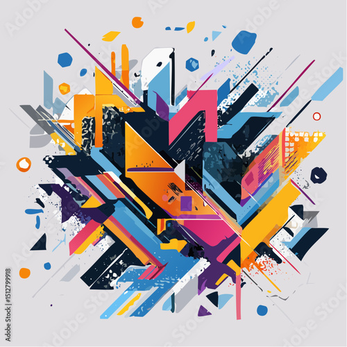 Graffiti-style abstract art with colorful spray patterns and urban edge.