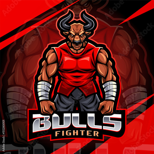 Bulls fighter esport mascot logo design