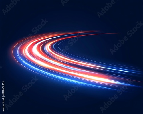 Abstract light trails forming a curve