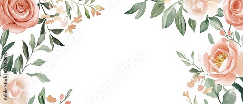 Delicate Floral Watercolor Border