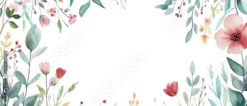 Watercolor Floral Border Design