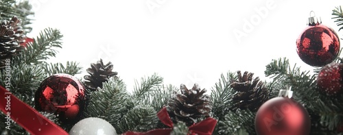 Christmas Wreath With Red And White Ornaments photo