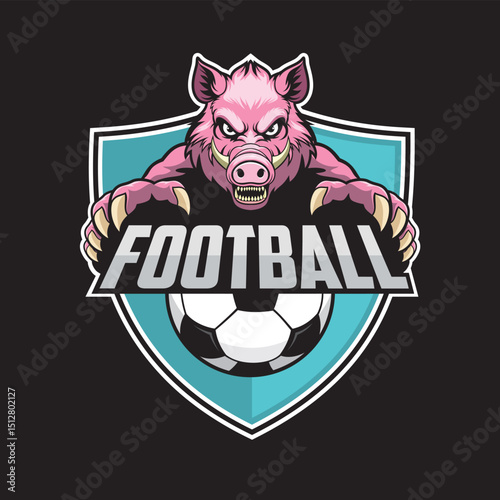 football club logo wild boar vector illustration design