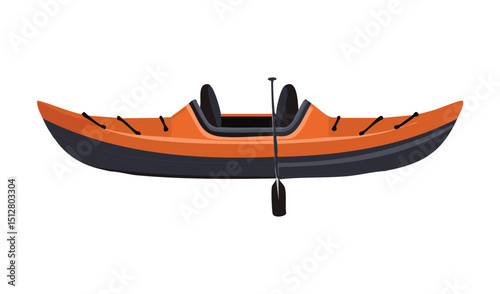 Orange Inflatable Kayak Top View Water