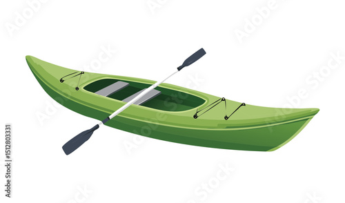 Green Kayak with Paddle for Aquatic Sport