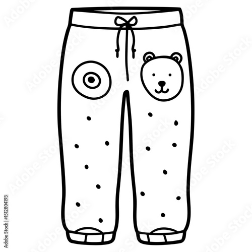 Cute Bear Face Lounge Pants with Donut Pattern