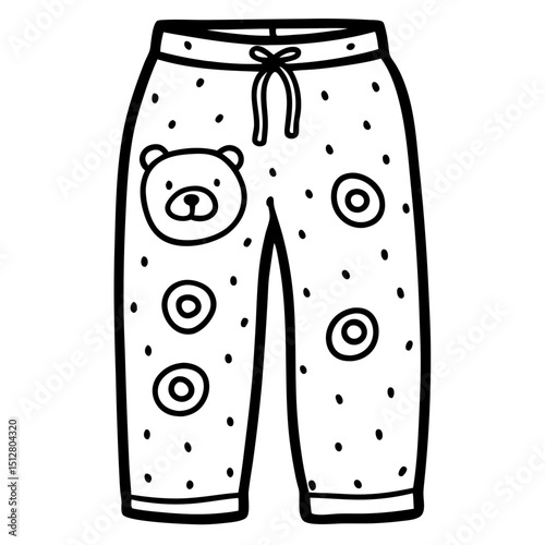 Cute Bear Face Lounge Pants with Donut Pattern