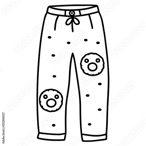 Cute Bear Face Lounge Pants with Donut Pattern