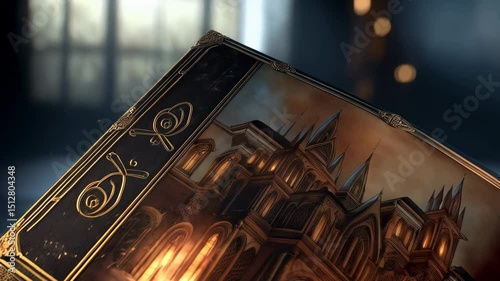 Enchanted Open Book with Glowing Magic Dust