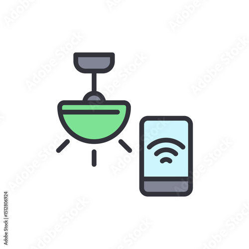 Smartphone Controlled Lighting Fixture With Wireless Connectivity Icon