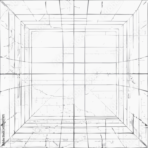 Geometric grunge grid with cracked lines and faded textures.
