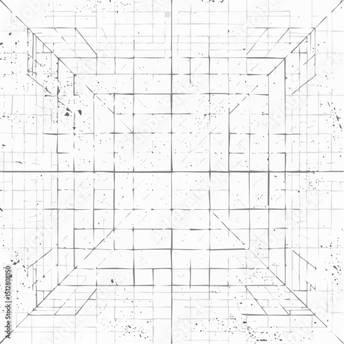 Geometric grunge grid with cracked lines and faded textures.