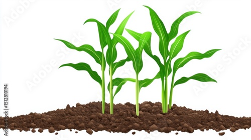 Wallpaper Mural Fresh Green Plants Growing from Rich Soil in a Clear Background Torontodigital.ca