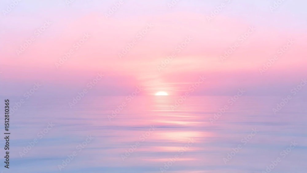 Fototapeta premium Pastel Sunrise over Calm Ocean: Soft Pink and Blue Hues