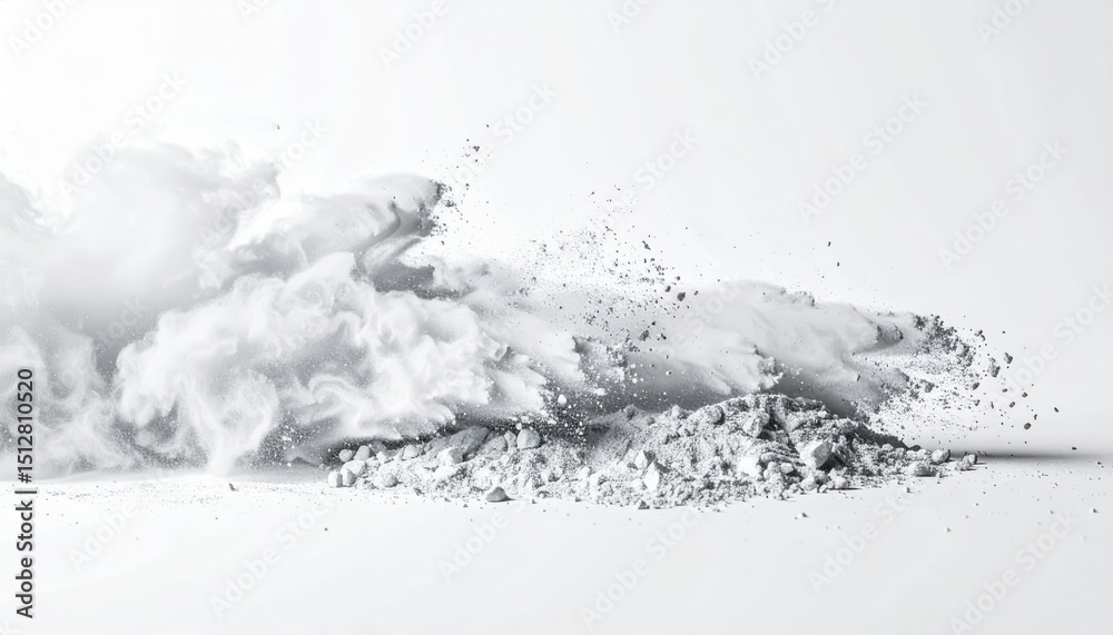Fototapeta premium White Dust Explosion Effect, Chalk dust scatter in precise formation.