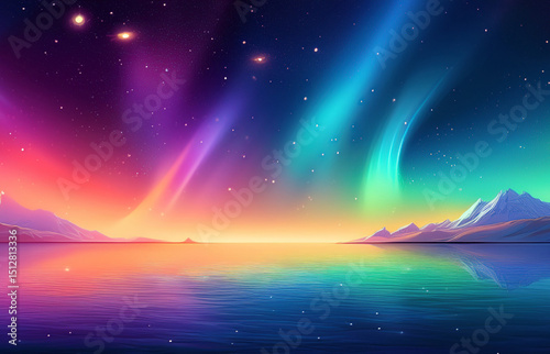 Ethereal Light Dance: Abstract Background with Aurora Glow