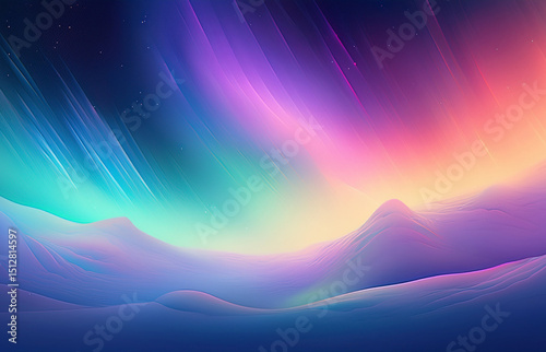 Celestial Aurora Display: Magical Night Sky Landscape