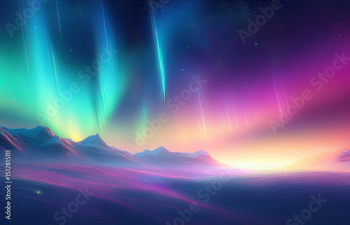 Vibrant Aurora Borealis: Abstract Northern Lights Sky Background