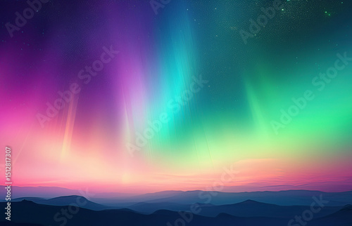 Vibrant Aurora Borealis: Abstract Northern Lights Sky Background
