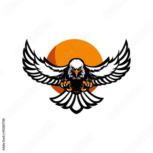 eagle logotype powerful flying sketch symmetric handdrawn design