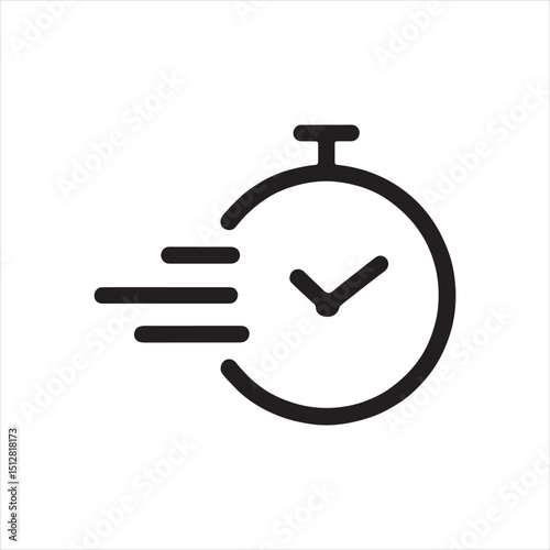 Fast time and speed concept icon with stopwatch and motion lines for productivity