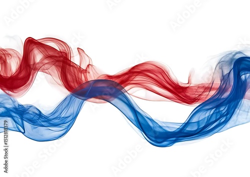 Abstract swirling red and blue smoke