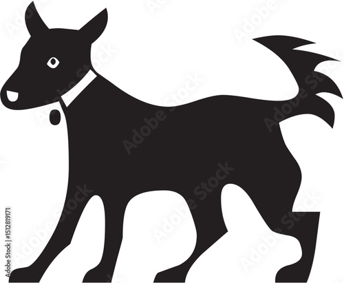 Simple Black Dog Silhouette Illustration A Vector Graphic of a Canine