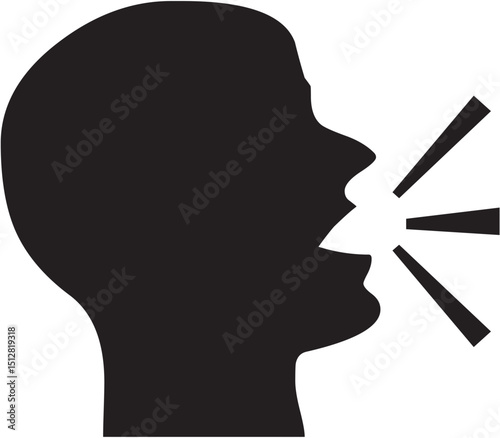 Communication, Speech, Talking, Voice, Person Silhouette Icon