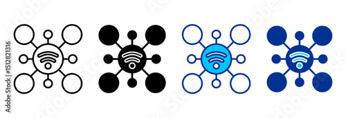 Internet Of Things Icon Set Multiple Style Vector Illustration