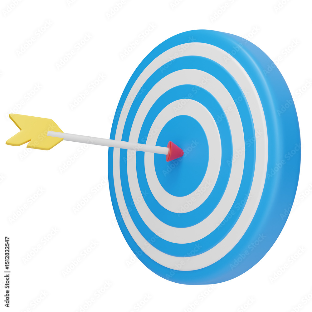 3D Render of Target Board with Arrow Hitting Bullseye Isolated on Transparent Background 3D Render of Target Board with Arrow Hitting Bullseye Isolated on Transparent Background