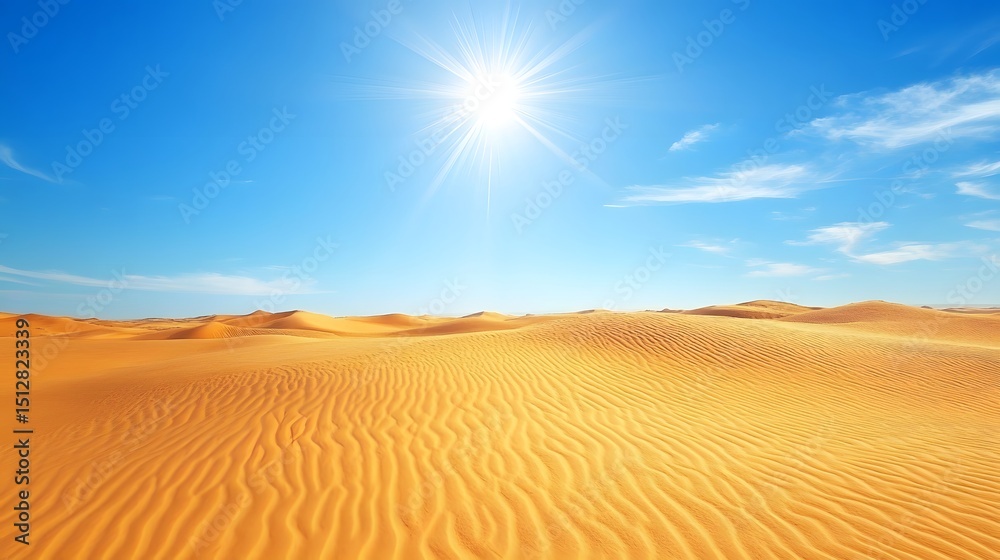 Fototapeta premium Expansive desert landscape under a vibrant sky.