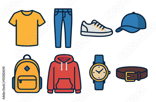 Everyday basics icon set in linear style. essential and daily life symbols