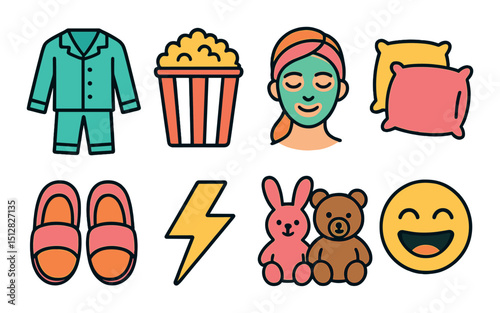 Sleep icon set. Flat style