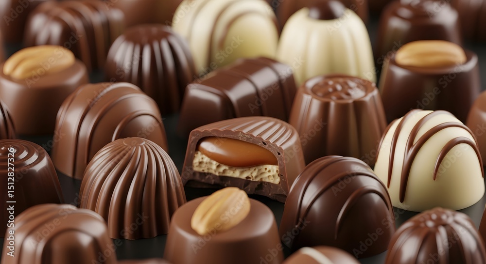 Luxurious Assortment of Gourmet Chocolates Dark, Milk, and White Chocolate Delights Luxurious Assortment of Gourmet Chocolates Dark, Milk, and White Chocolate Delights