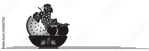 vector silhouette image of fruit on a tray, for logos and more