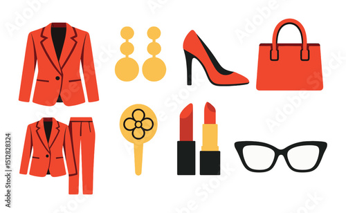 Fashion accessories silhouette icon set. style and trend elements