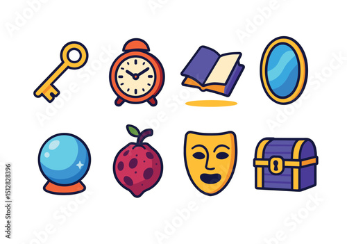 Dream and fantasy flat icon set. imaginative and creative symbols for design