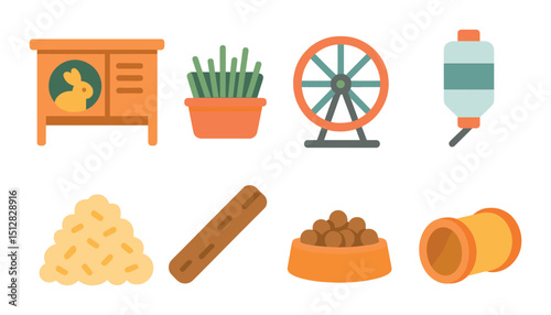 Pet care flat icon set. animal care and pet supply symbols