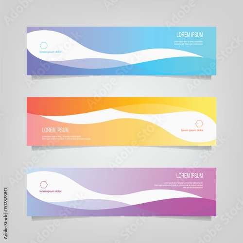 Vector abstract banner design web template. Collection of abstract banners,. Abstract geometric web design banner template isolated on grey background. Header - landing page Web Design Elements