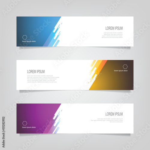 Vector abstract banner design web template. Collection of abstract banners,. Abstract geometric web design banner template isolated on grey background. Header - landing page Web Design Elements