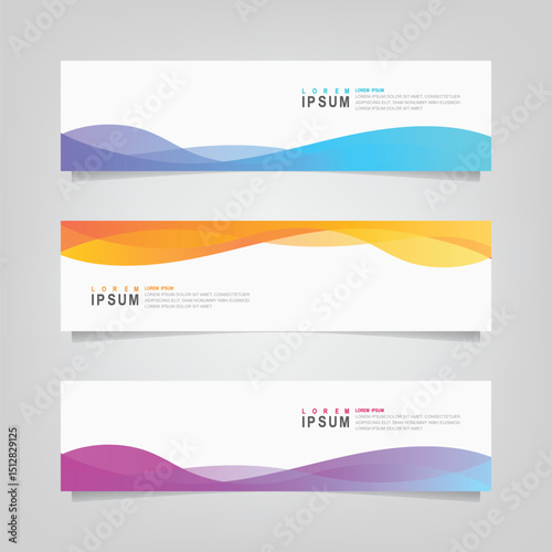 Vector abstract wavy banner set design,  web banner template.