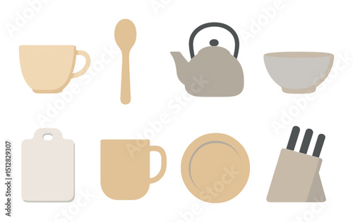 Muted kitchen silhouette icon set. cooking, food preparation, culinary symbols