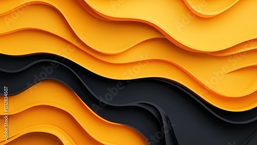 Abstract Geometric Pattern With Yellow And Black Waves