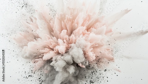 Abstract explosion of light pink and grey powder