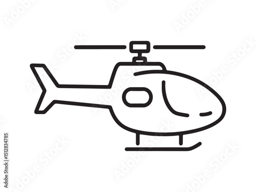 Minimalist Helicopter Outline Icon Vector for Aviation and Travel

