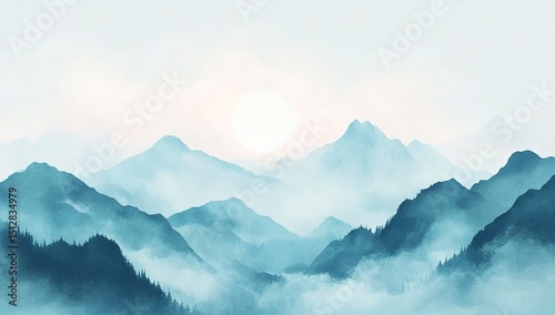Misty Mountain Sunrise Panorama